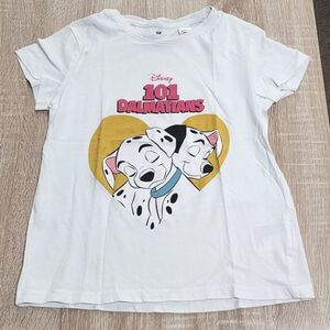 H&M Disney Girls 101 Dalmatians Logo Heart Cuddles T-shirt Size 6x/7